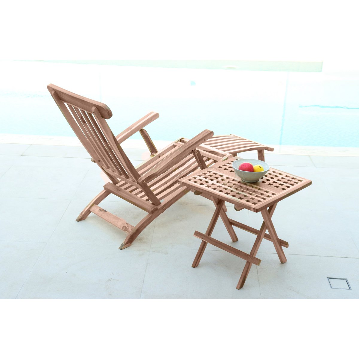 Ligstoel met voetensteun, teak - Chic Choice