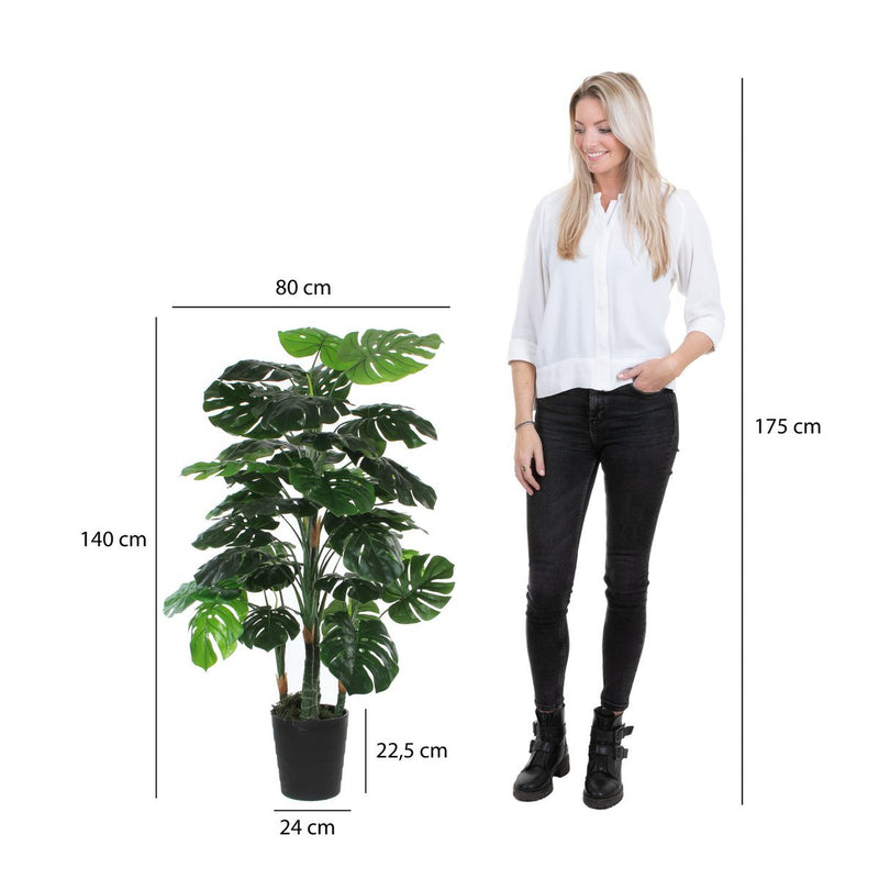 Monstera Kunstplant - H140 x Ø80 cm - Groen - Chic Choice