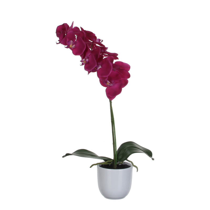Phalaenopsis Kunstplant in Bloempot Tusca - H60 x Ø16 cm - Paars - Chic Choice