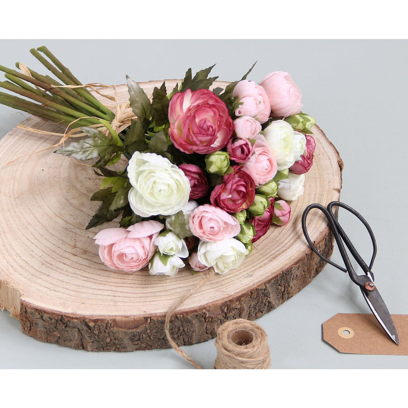 Ranonkels Kunstbloemen Boeket - H35 x Ø26 cm - Roze - Chic Choice