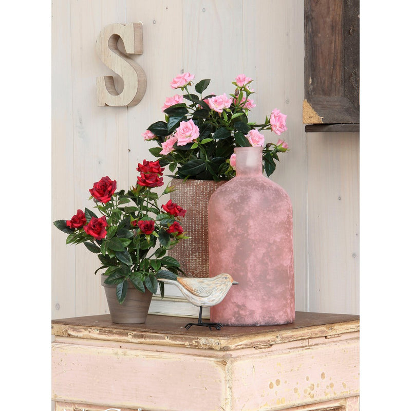 Rozenstruik Kunstplant in Bloempot Stan - H33 x Ø25 cm - Roze - Chic Choice
