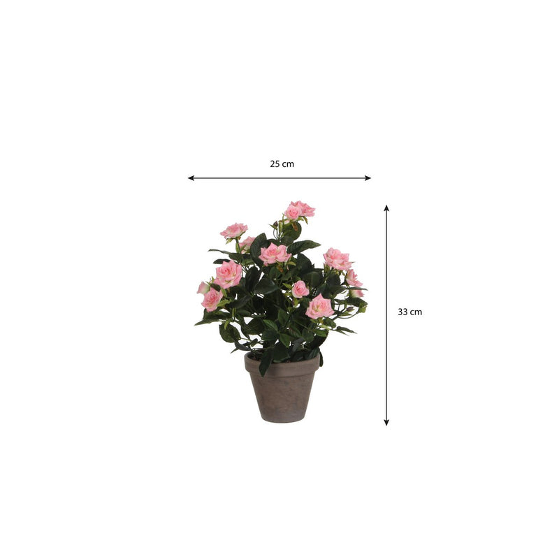 Rozenstruik Kunstplant in Bloempot Stan - H33 x Ø25 cm - Roze - Chic Choice