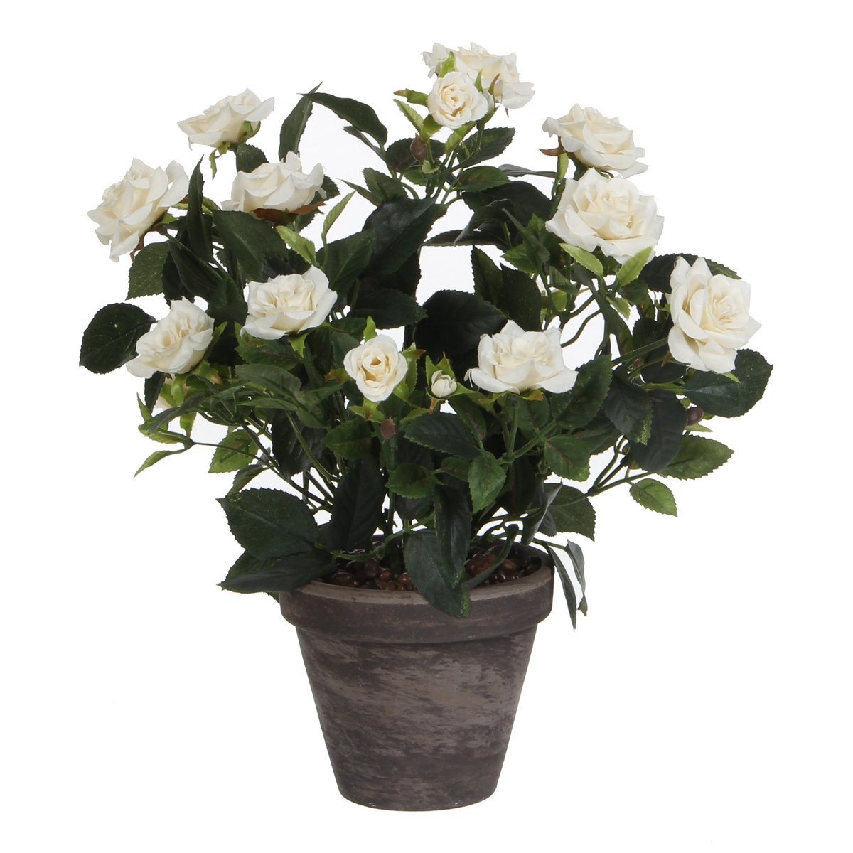 Rozenstruik Kunstplant in Bloempot Stan - H33 x Ø25 cm - Wit - Chic Choice