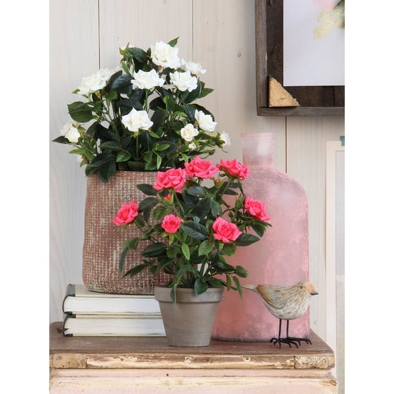 Rozenstruik Kunstplant in Bloempot Stan - H33 x Ø25 cm - Wit - Chic Choice