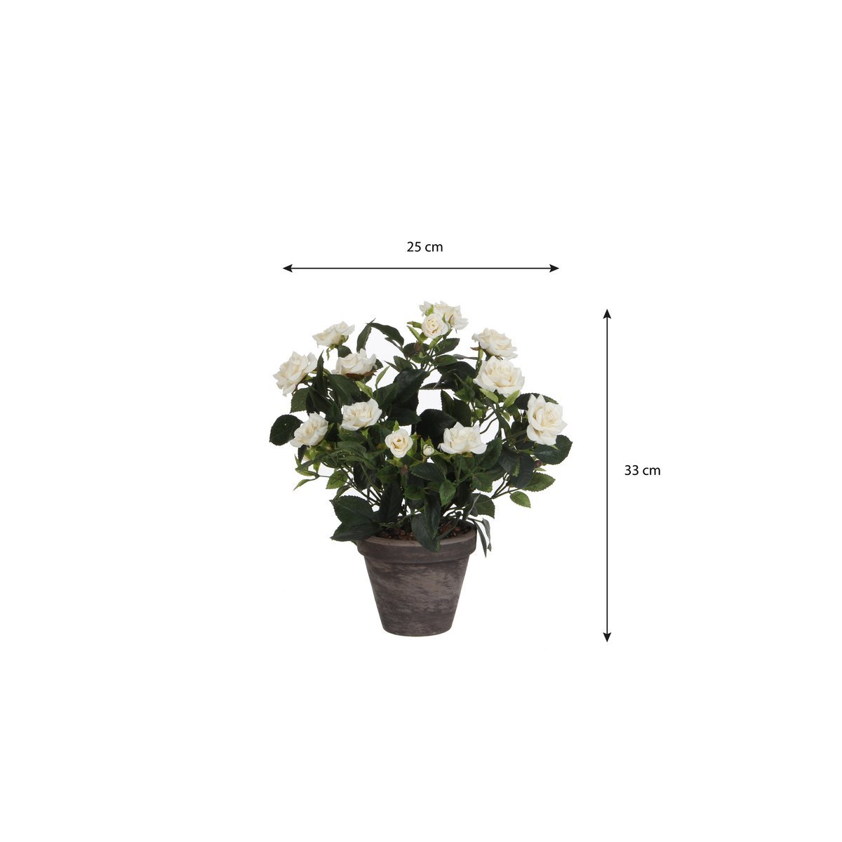 Rozenstruik Kunstplant in Bloempot Stan - H33 x Ø25 cm - Wit - Chic Choice