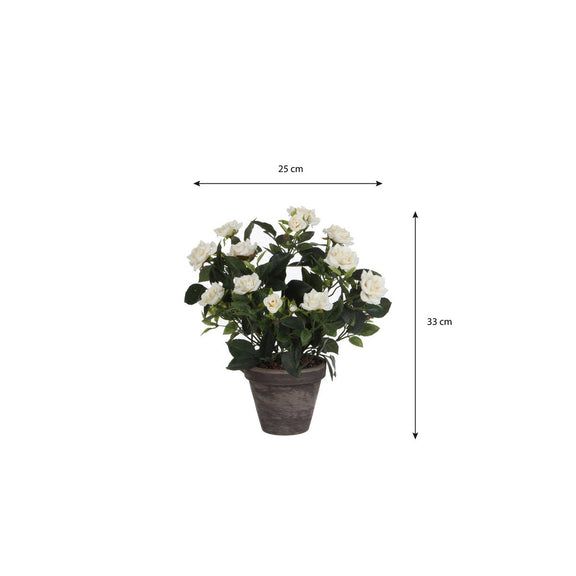 Rozenstruik Kunstplant in Bloempot Stan - H33 x Ø25 cm - Wit - Chic Choice