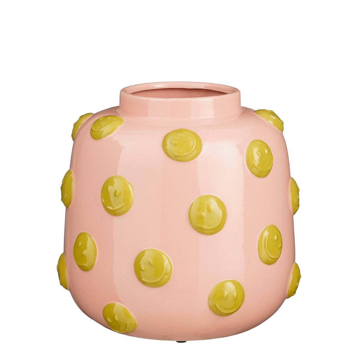 Smiley Vaas - H28 x Ø29 cm - Keramiek - Lichtroze, Oker - Chic Choice