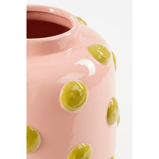Smiley Vaas - H28 x Ø29 cm - Keramiek - Lichtroze, Oker - Chic Choice
