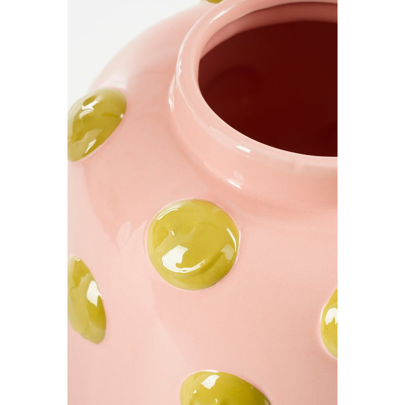 Smiley Vaas - H28 x Ø29 cm - Keramiek - Lichtroze, Oker - Chic Choice