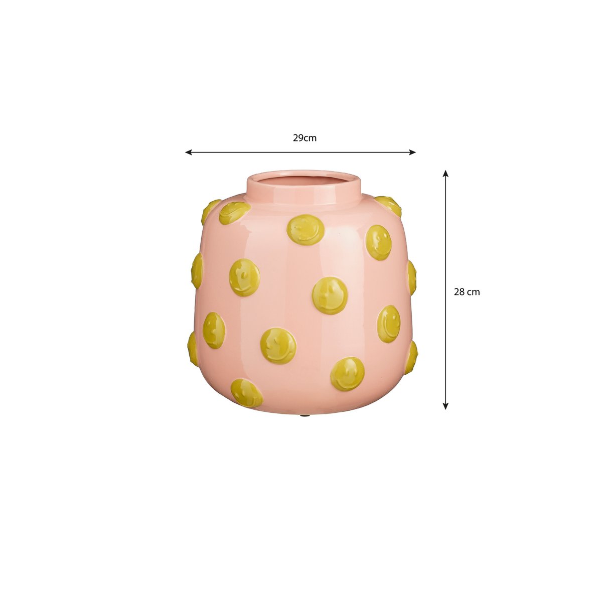 Smiley Vaas - H28 x Ø29 cm - Keramiek - Lichtroze, Oker - Chic Choice