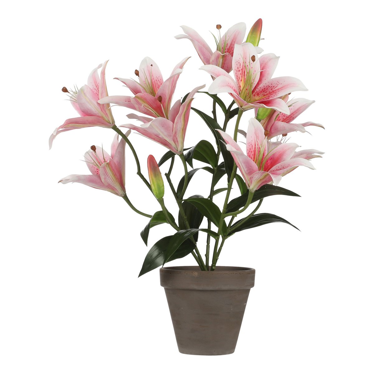 Tijgerlelie Kunstplant in Bloempot Stan - H47 x Ø45 cm - Roze - Chic Choice