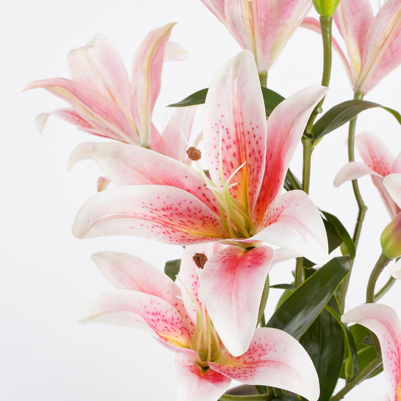 Tijgerlelie Kunstplant in Bloempot Stan - H47 x Ø45 cm - Roze - Chic Choice