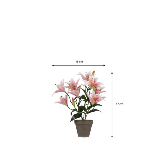 Tijgerlelie Kunstplant in Bloempot Stan - H47 x Ø45 cm - Roze - Chic Choice