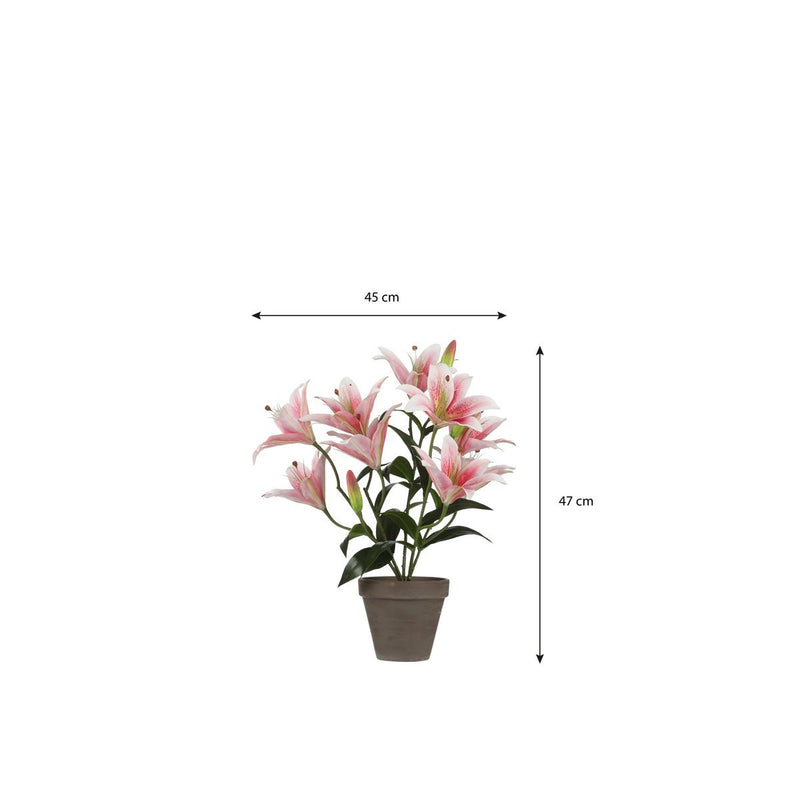 Tijgerlelie Kunstplant in Bloempot Stan - H47 x Ø45 cm - Roze - Chic Choice