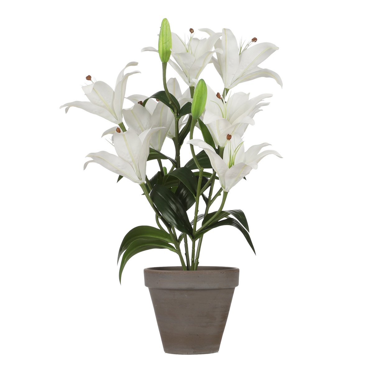 Tijgerlelie Kunstplant in Bloempot Stan - H47 x Ø45 cm - Wit - Chic Choice