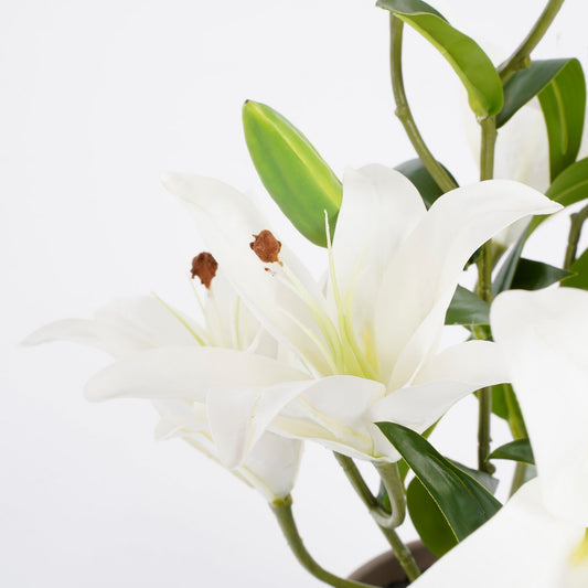 Tijgerlelie Kunstplant in Bloempot Stan - H47 x Ø45 cm - Wit - Chic Choice