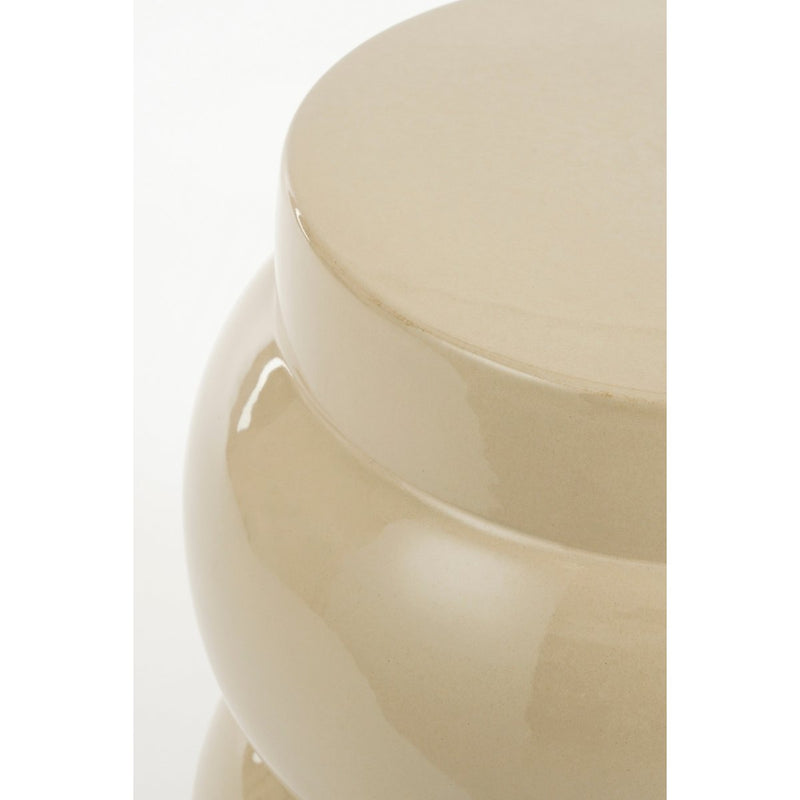 Vendi Bijzettafel - H40 x Ø35 cm - Keramiek - Crème - Chic Choice