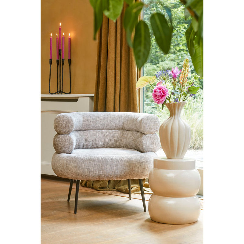 Vendi Bijzettafel - H40 x Ø35 cm - Keramiek - Crème - Chic Choice