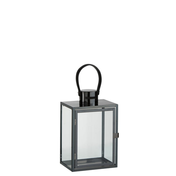 J-Line lantaarn Rechthoekig - metaal/glas - zwart - Chic Choice