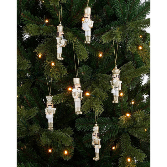 Kerst Ornament Notenkraker - Set 6 stuks - L4 x B2 x H11 cm - Polyester - Goud