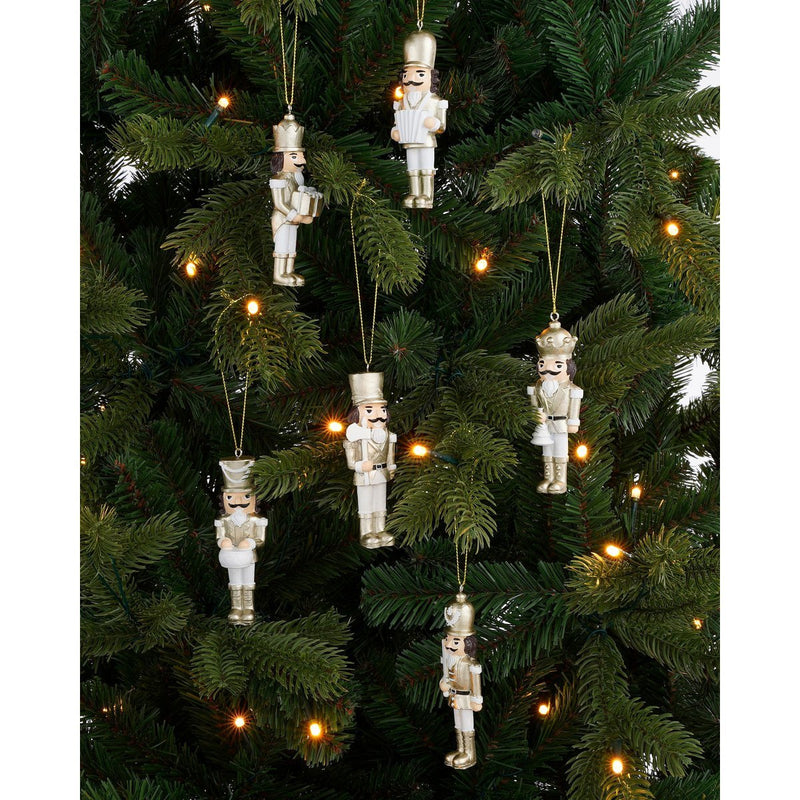 Kerst Ornament Notenkraker - Set 6 stuks - L4 x B2 x H11 cm - Polyester - Goud