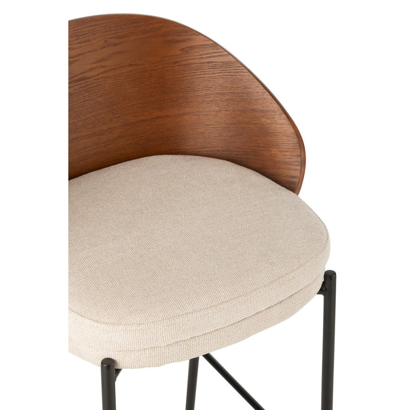 J-Line Barstoel Lone Multiplex/Metaal Bruin/Beige - Chic Choice