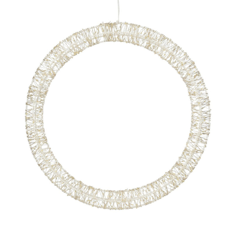 Kerstverlichting Cirkel met Warm Witte LED Lampjes - Ø36 cm - Metaal - Wit