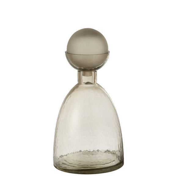J-Line Vaas Fles+Dop Yara Glas Greige Medium - Chic Choice