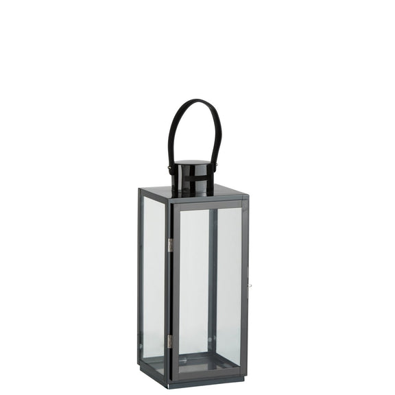 J-Line Lantaarn Vierkant Metaal/Glas Zwart - Chic Choice