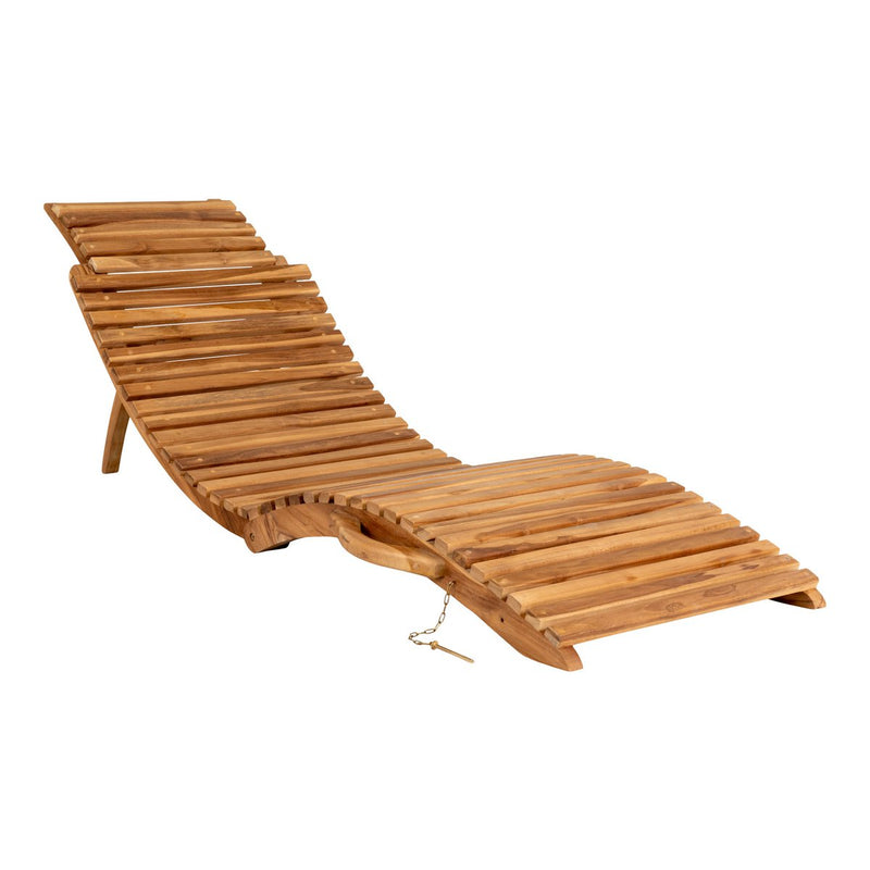 Arrieta Ligstoel - Natuurlijk, Teak, 160x50x25 cm - Chic Choice