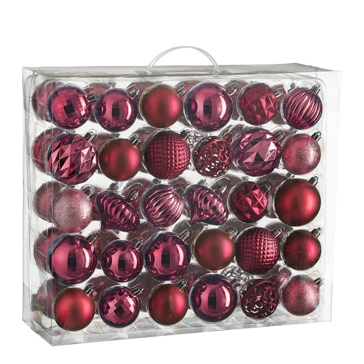 Kerstballen Set - 60 Stuks - Ø7 cm - Onbreekbaar - Fuchsia