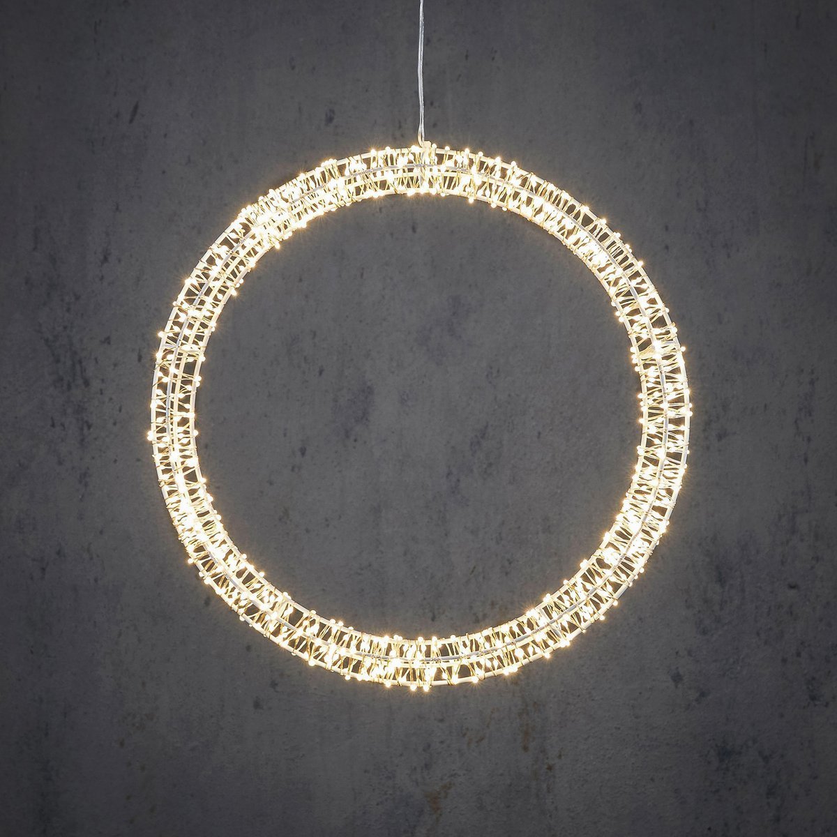 Kerstverlichting Cirkel met Warm Witte LED Lampjes - Ø36 cm - Metaal - Wit