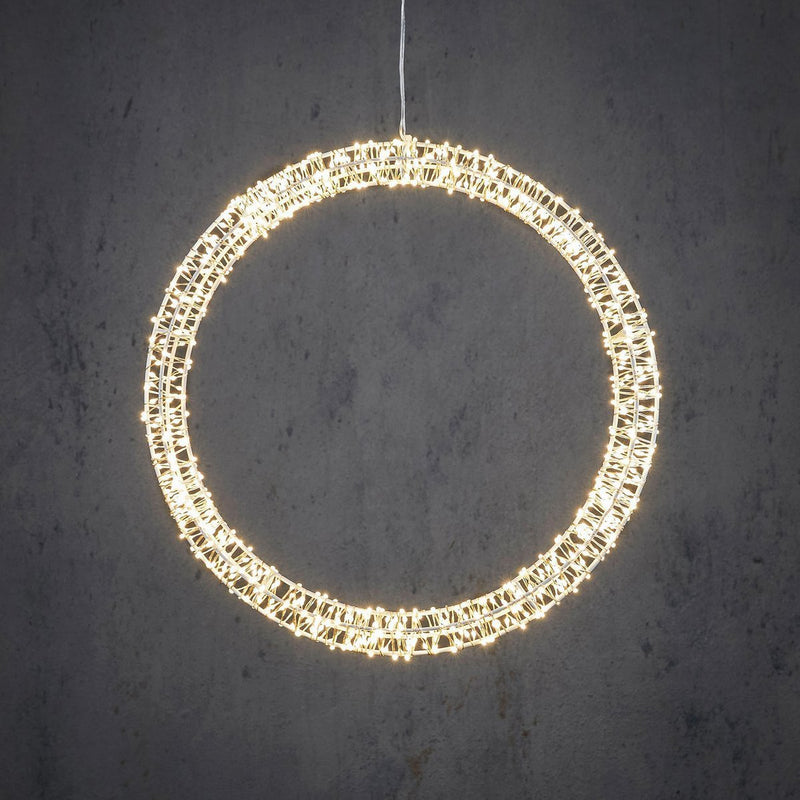Kerstverlichting Cirkel met Warm Witte LED Lampjes - Ø36 cm - Metaal - Wit