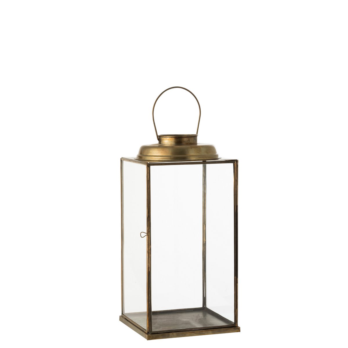 J-Line lantaarn Laag Antiek - glas/ijzer - brons - small - Chic Choice