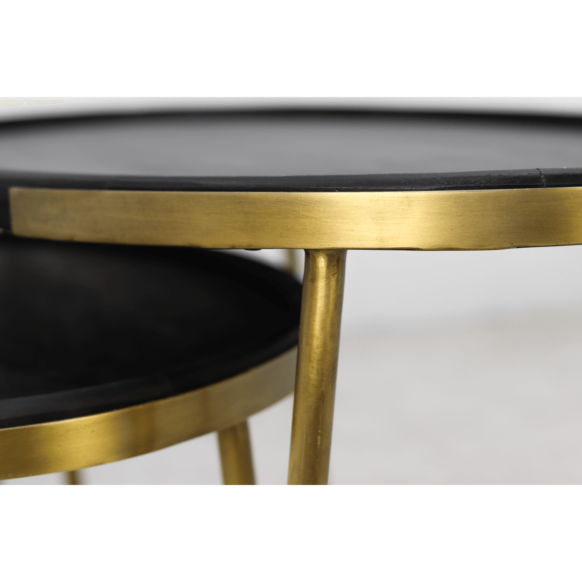 2 Delige salontafel set Paulson - mangohout/antiek goud - Chic Choice