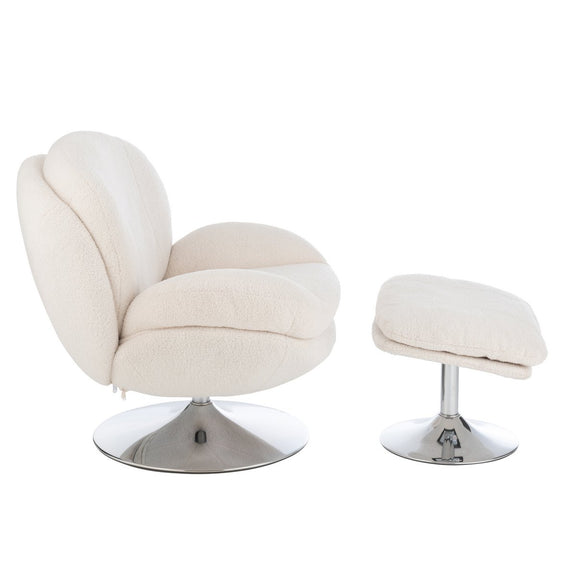 J-Line Relax Zetel+ Voetbank Metaal/Multiplex Creme/Zilver - Chic Choice
