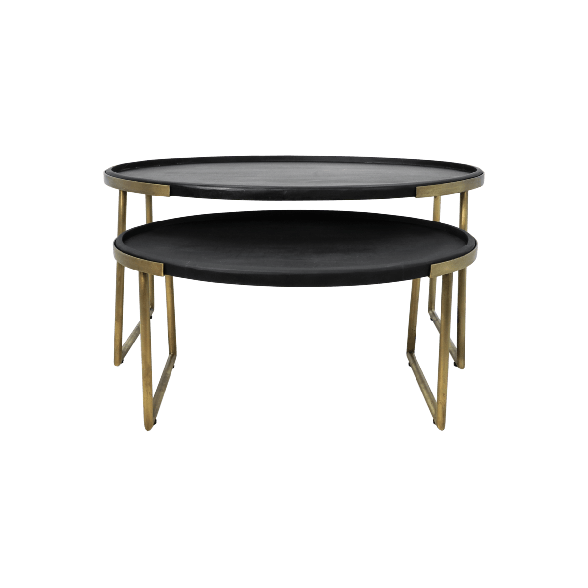 2 Delige salontafel set Paulson - mangohout/antiek goud - Chic Choice