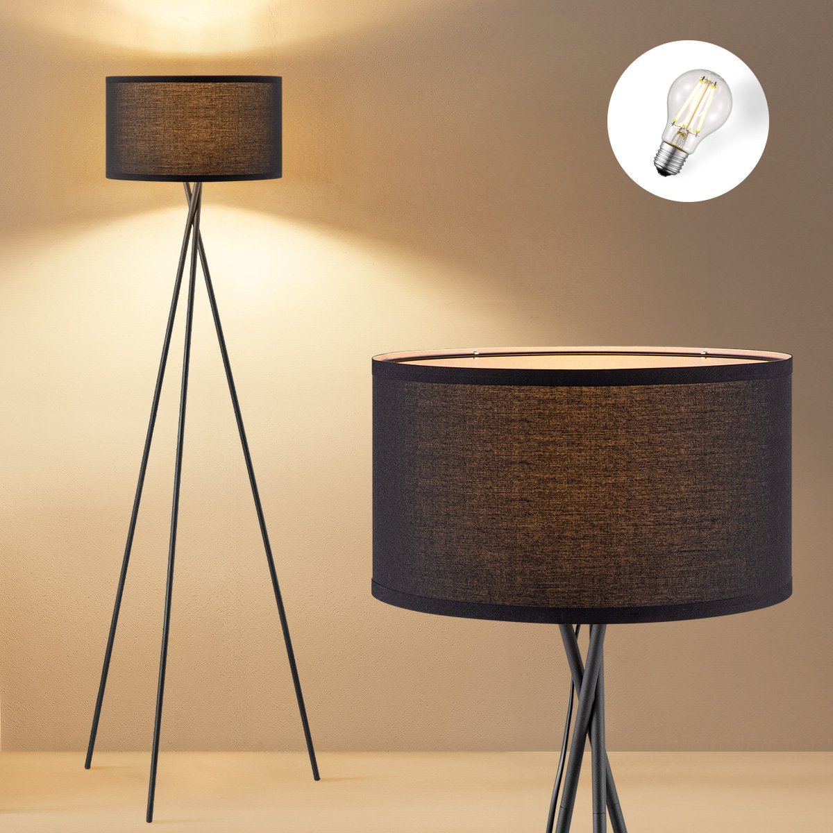 💡🖤&nbsp;Moderne Vloerlamp met LED – Stijlvol, Functioneel en Sfeervol