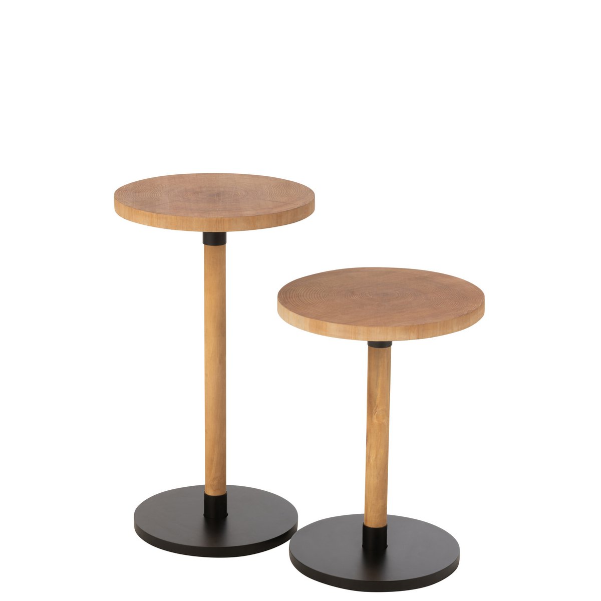 J-Line Set Van 2 Bijzettafel Ron Mdf/Dennenhout Naturel Zwart - Chic Choice